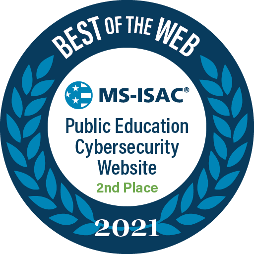 MS-ISAC "Best of the Web" Public Education Cybersecurity Website Second Place Winner banner