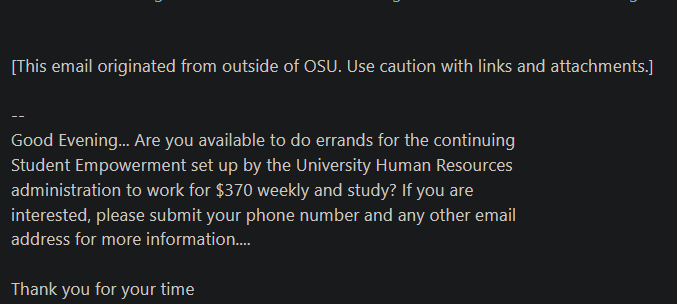 Employment scam phish