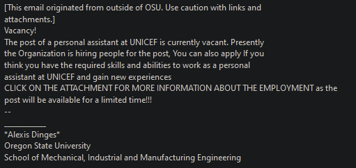 Employment scam phish